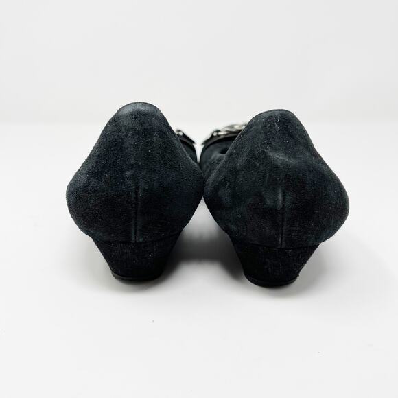 AGL Attilio Giusti Leombruni Snake Cap Toe Hidden Wedge Flats Size 36 1/2 Black - Picture 3 of 13